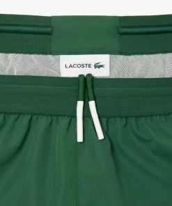 Lacoste Swimwear-Mid Length Colour-Block Striped Swim Trunks