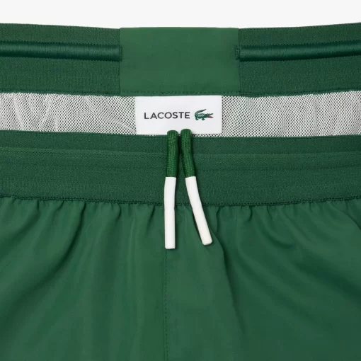 Lacoste Swimwear-Mid Length Colour-Block Striped Swim Trunks