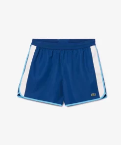 Lacoste Swimwear-Mid Length Colour-Block Striped Swim Trunks