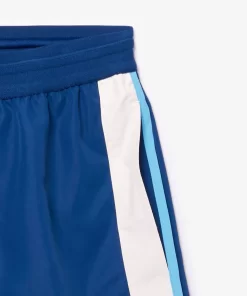 Lacoste Swimwear-Mid Length Colour-Block Striped Swim Trunks