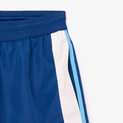 Lacoste Swimwear-Mid Length Colour-Block Striped Swim Trunks