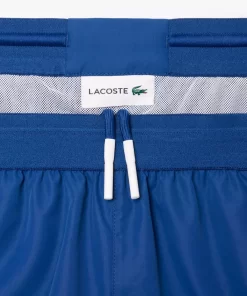 Lacoste Swimwear-Mid Length Colour-Block Striped Swim Trunks