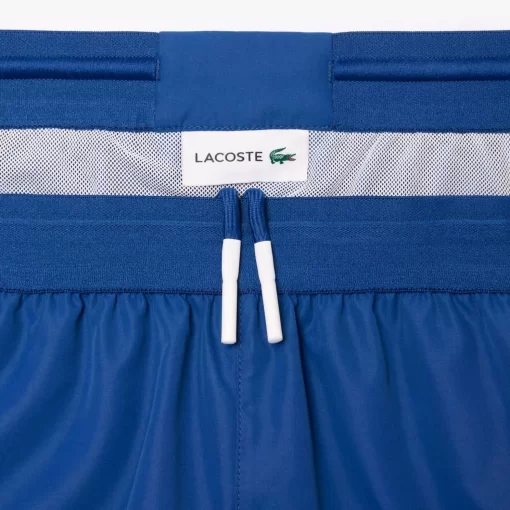 Lacoste Swimwear-Mid Length Colour-Block Striped Swim Trunks