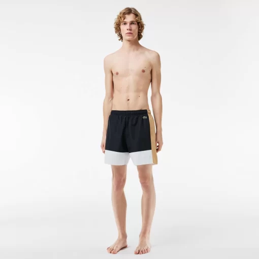 Lacoste Swimwear-Mid Length Colourblock Swim Trunks