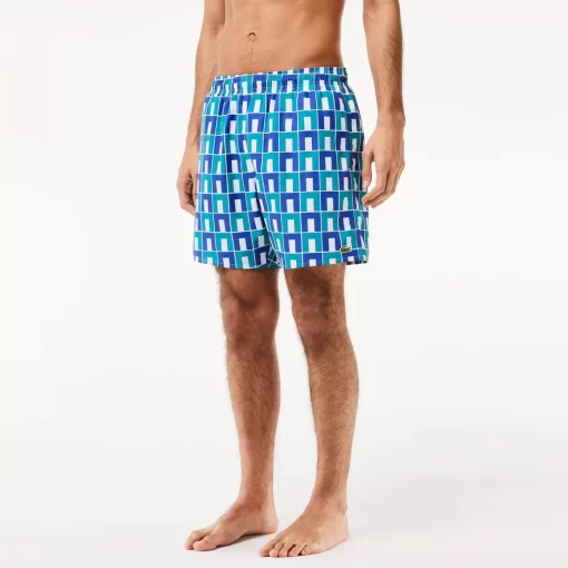 Lacoste Swimwear-Mid Length Robert George Print Swim Trunks