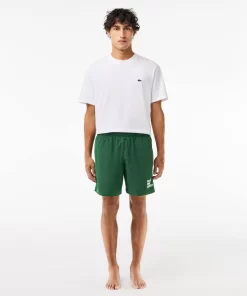 Lacoste Swimwear-Mid Length Slogan Swim Trunks