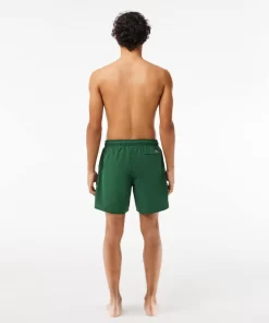 Lacoste Swimwear-Mid Length Slogan Swim Trunks