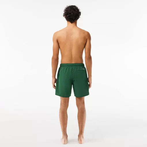 Lacoste Swimwear-Mid Length Slogan Swim Trunks