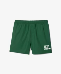 Lacoste Swimwear-Mid Length Slogan Swim Trunks