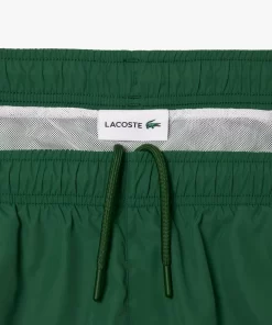 Lacoste Swimwear-Mid Length Slogan Swim Trunks