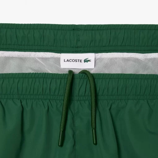 Lacoste Swimwear-Mid Length Slogan Swim Trunks