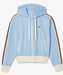 Lacoste Sweatshirts-Monogram Jacquard Zip Front Hoodie