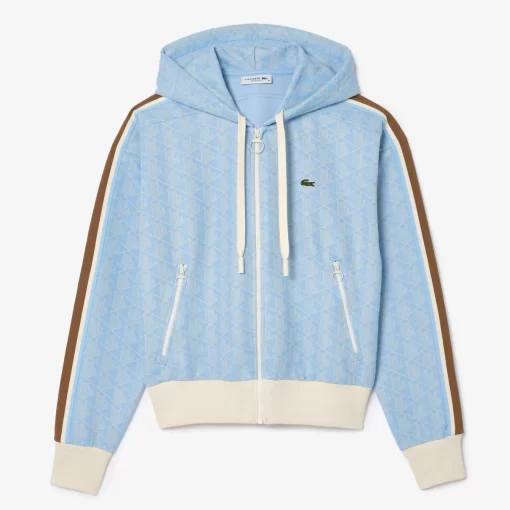 Lacoste Sweatshirts-Monogram Jacquard Zip Front Hoodie