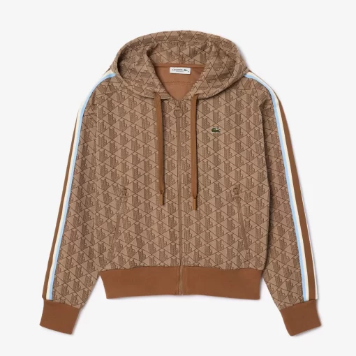 Lacoste Sweatshirts-Monogram Jacquard Zip Front Hoodie