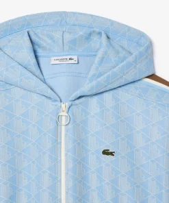 Lacoste Sweatshirts-Monogram Jacquard Zip Front Hoodie