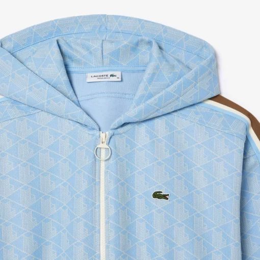 Lacoste Sweatshirts-Monogram Jacquard Zip Front Hoodie