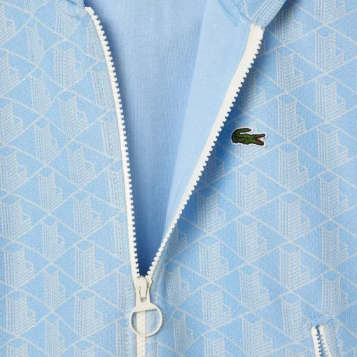 Lacoste Sweatshirts-Monogram Jacquard Zip Front Hoodie