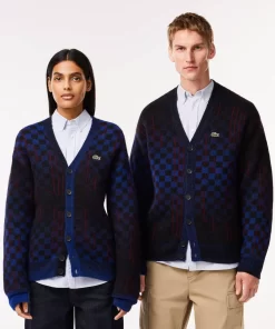 Lacoste Knitwear-Monogram Motif Alpaca And Wool Cardigan