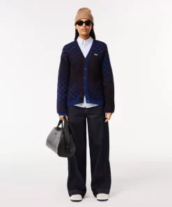 Lacoste Knitwear-Monogram Motif Alpaca And Wool Cardigan