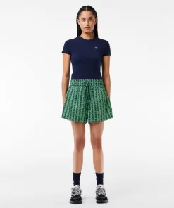 Lacoste Trousers & Shorts-Monogram Print And Drawstring Tailored Shorts