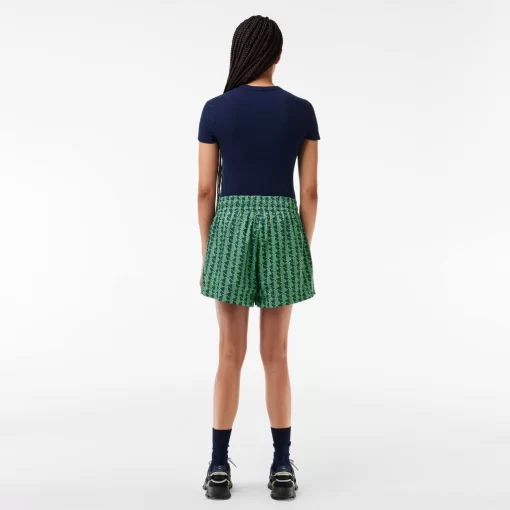 Lacoste Trousers & Shorts-Monogram Print And Drawstring Tailored Shorts