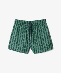 Lacoste Trousers & Shorts-Monogram Print And Drawstring Tailored Shorts