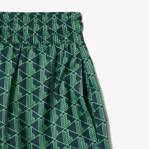 Lacoste Trousers & Shorts-Monogram Print And Drawstring Tailored Shorts