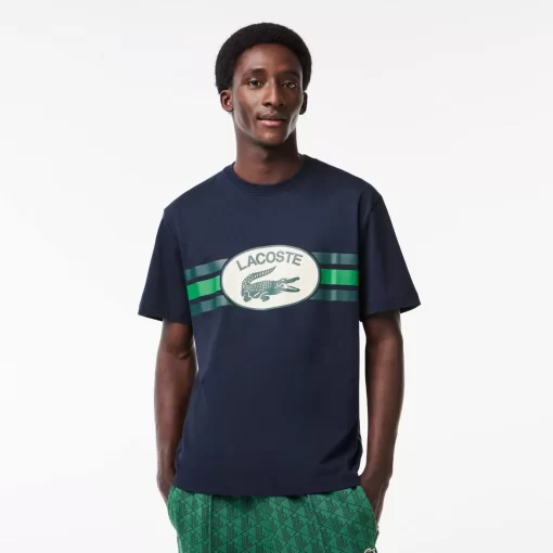 Lacoste T-Shirts-Monogram Print Regular Fit Cotton T-Shirt