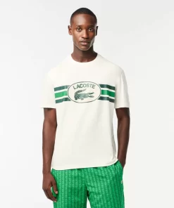 Lacoste T-Shirts-Monogram Print Regular Fit Cotton T-Shirt