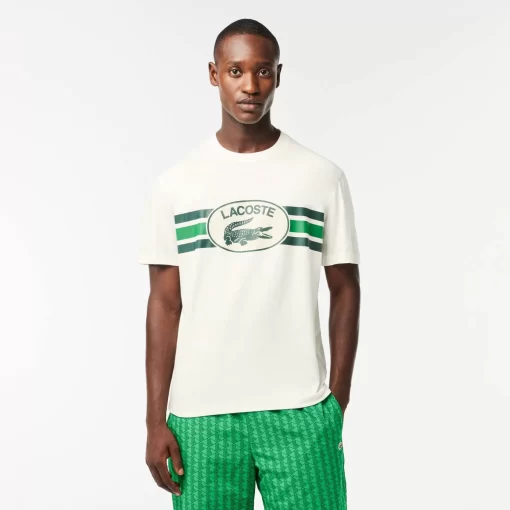 Lacoste T-Shirts-Monogram Print Regular Fit Cotton T-Shirt