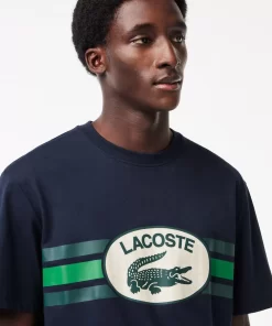 Lacoste T-Shirts-Monogram Print Regular Fit Cotton T-Shirt