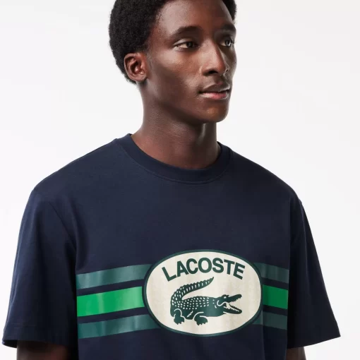 Lacoste T-Shirts-Monogram Print Regular Fit Cotton T-Shirt