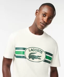 Lacoste T-Shirts-Monogram Print Regular Fit Cotton T-Shirt