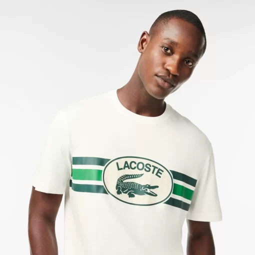 Lacoste T-Shirts-Monogram Print Regular Fit Cotton T-Shirt