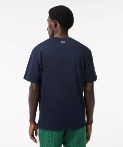 Lacoste T-Shirts-Monogram Print Regular Fit Cotton T-Shirt