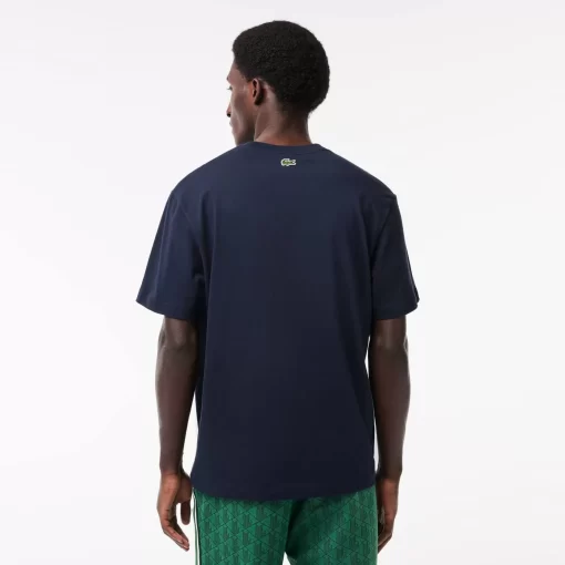 Lacoste T-Shirts-Monogram Print Regular Fit Cotton T-Shirt