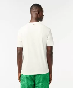 Lacoste T-Shirts-Monogram Print Regular Fit Cotton T-Shirt