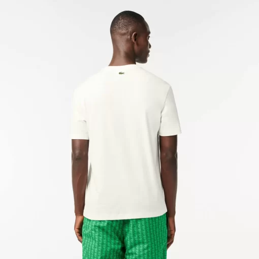 Lacoste T-Shirts-Monogram Print Regular Fit Cotton T-Shirt