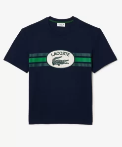 Lacoste T-Shirts-Monogram Print Regular Fit Cotton T-Shirt