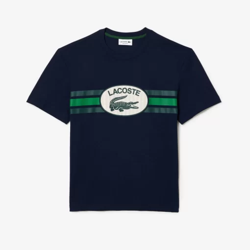 Lacoste T-Shirts-Monogram Print Regular Fit Cotton T-Shirt