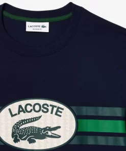 Lacoste T-Shirts-Monogram Print Regular Fit Cotton T-Shirt