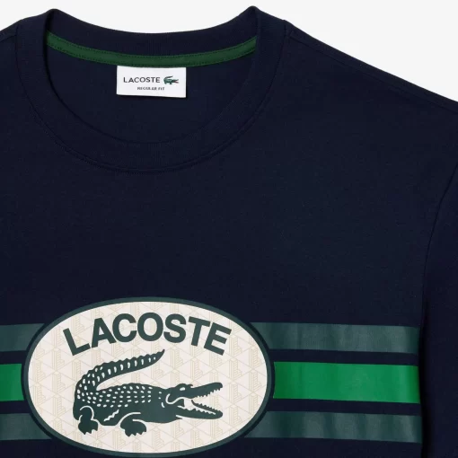 Lacoste T-Shirts-Monogram Print Regular Fit Cotton T-Shirt