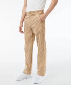 Lacoste Trousers & Shorts-Monogram Print Straight Cut Chinos