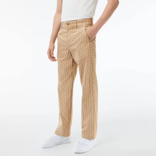 Lacoste Trousers & Shorts-Monogram Print Straight Cut Chinos