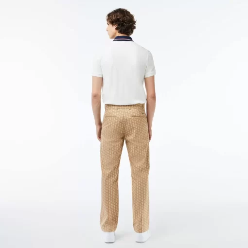 Lacoste Trousers & Shorts-Monogram Print Straight Cut Chinos