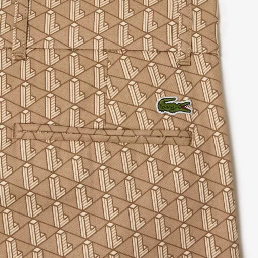 Lacoste Trousers & Shorts-Monogram Print Straight Cut Chinos