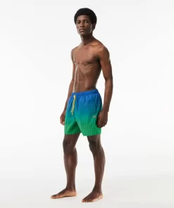 Lacoste Swimwear-Ombre Effect Monogram Swim Trunks