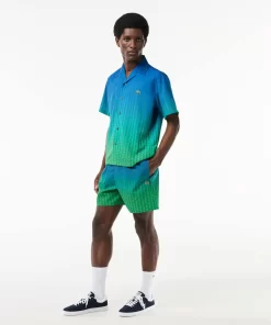 Lacoste Swimwear-Ombre Effect Monogram Swim Trunks