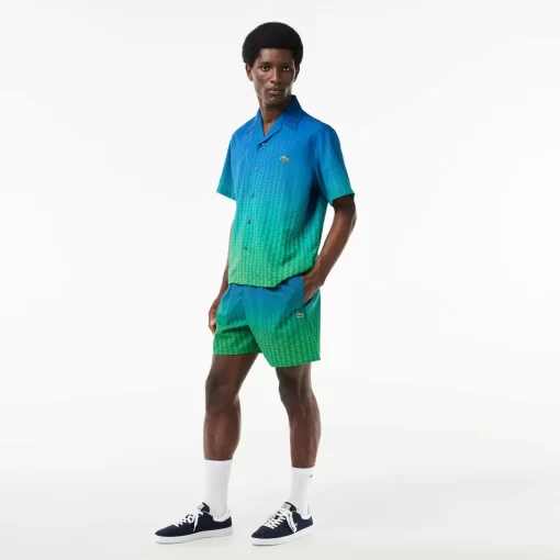 Lacoste Swimwear-Ombre Effect Monogram Swim Trunks