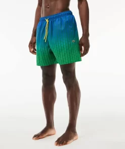 Lacoste Swimwear-Ombre Effect Monogram Swim Trunks